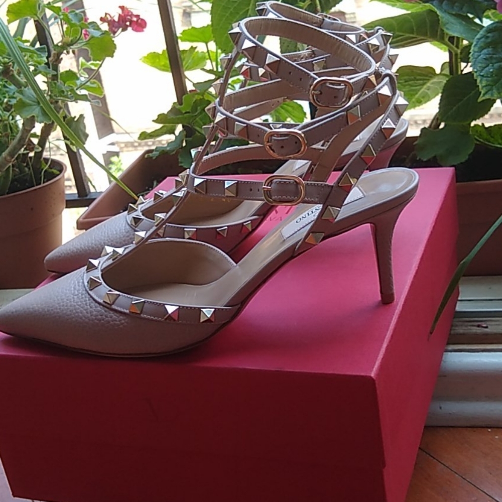 Valentino Rockstud Studded Strappy Heels - Picture 2 of 7